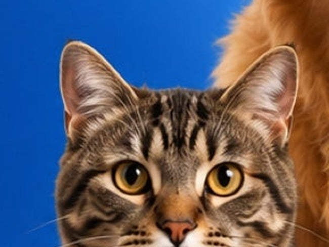 Tabby cat portrait with green eyes