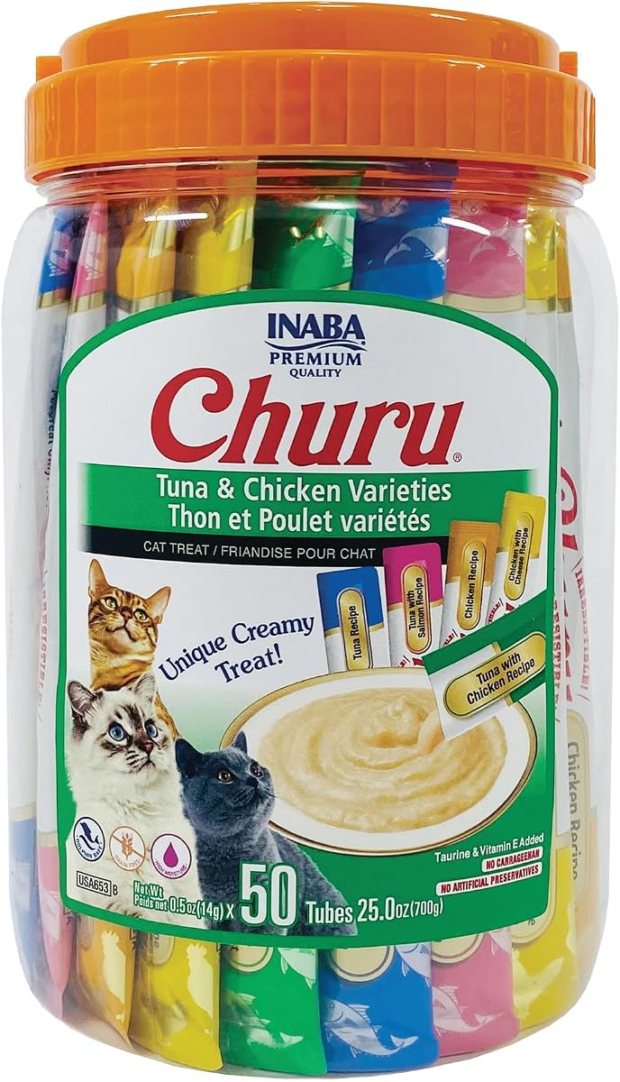 INABA Churu Cat Treats Tuna Chicken Variety 50 Tubes