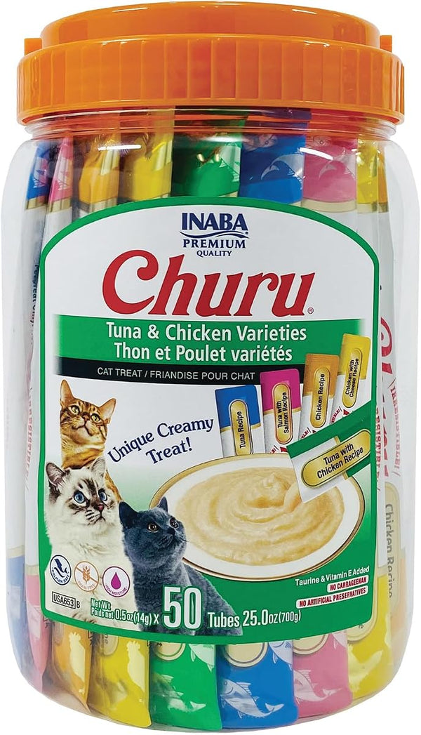 INABA Churu Cat Treats Tuna Chicken Variety 50 Tubes