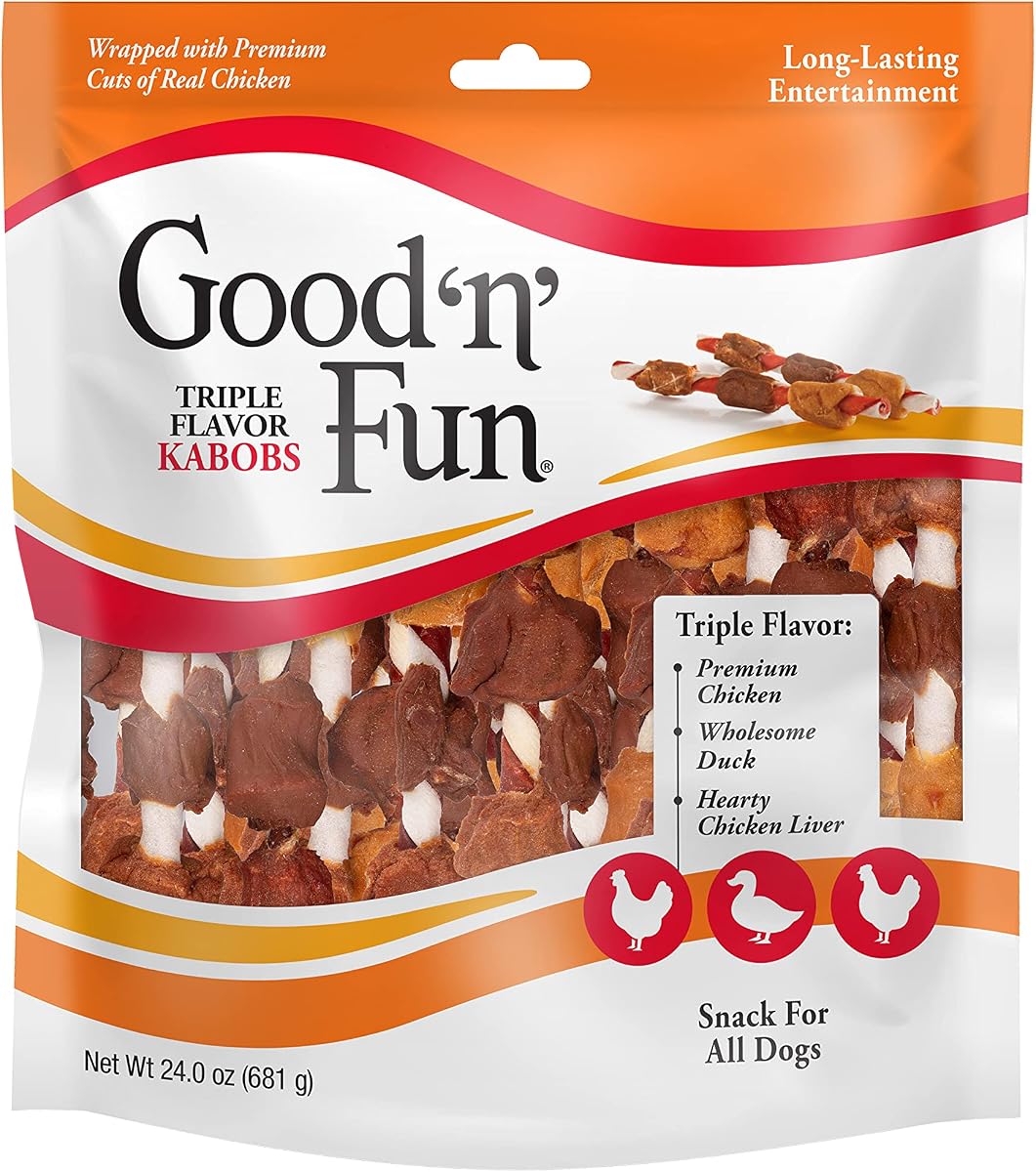 Good n Fun Kabobs Dog Treats Chicken Pork Beef 24 oz