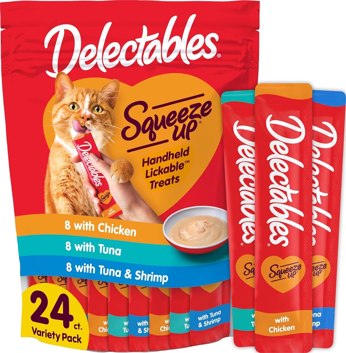Delectables Squeeze Up Lickable Cat Treats Variety Pack 20 Count