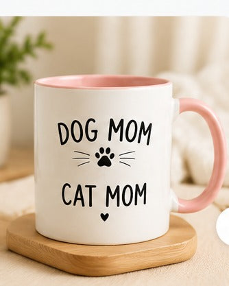 Dog Mom Cat Mom Ceramic Mug