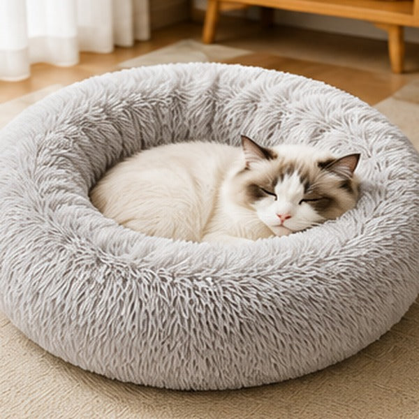 Self-Warming Plush Cat Bed