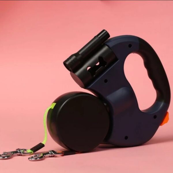Dual Headed Pet Leash with Flashlight Garbage Bag Box